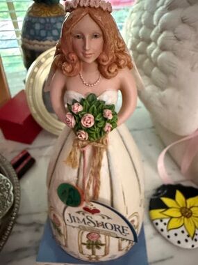 Jim Shore Bride Figurine in White, Pink and Green